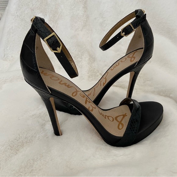SAM EDELMAN Eleanor Faux Croc Black Stilettos⭐️ Just Beautiful - Picture 2 of 15